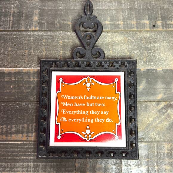 Vintage Kitchen Decor - Holt Howard Tile Trivet - "Womens Faults" Super Kitschy - Picture 1 of 3